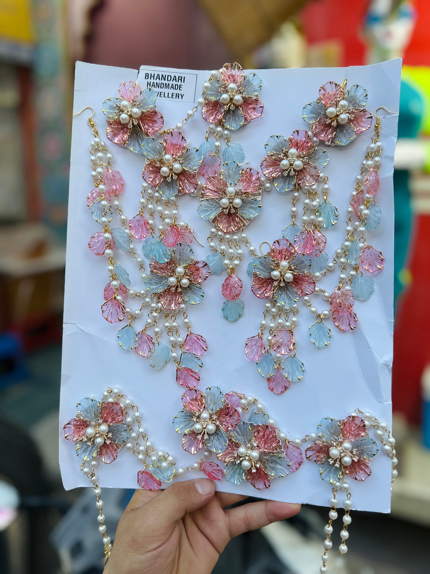 Pink And Sky Blue Resin Jewellery.
