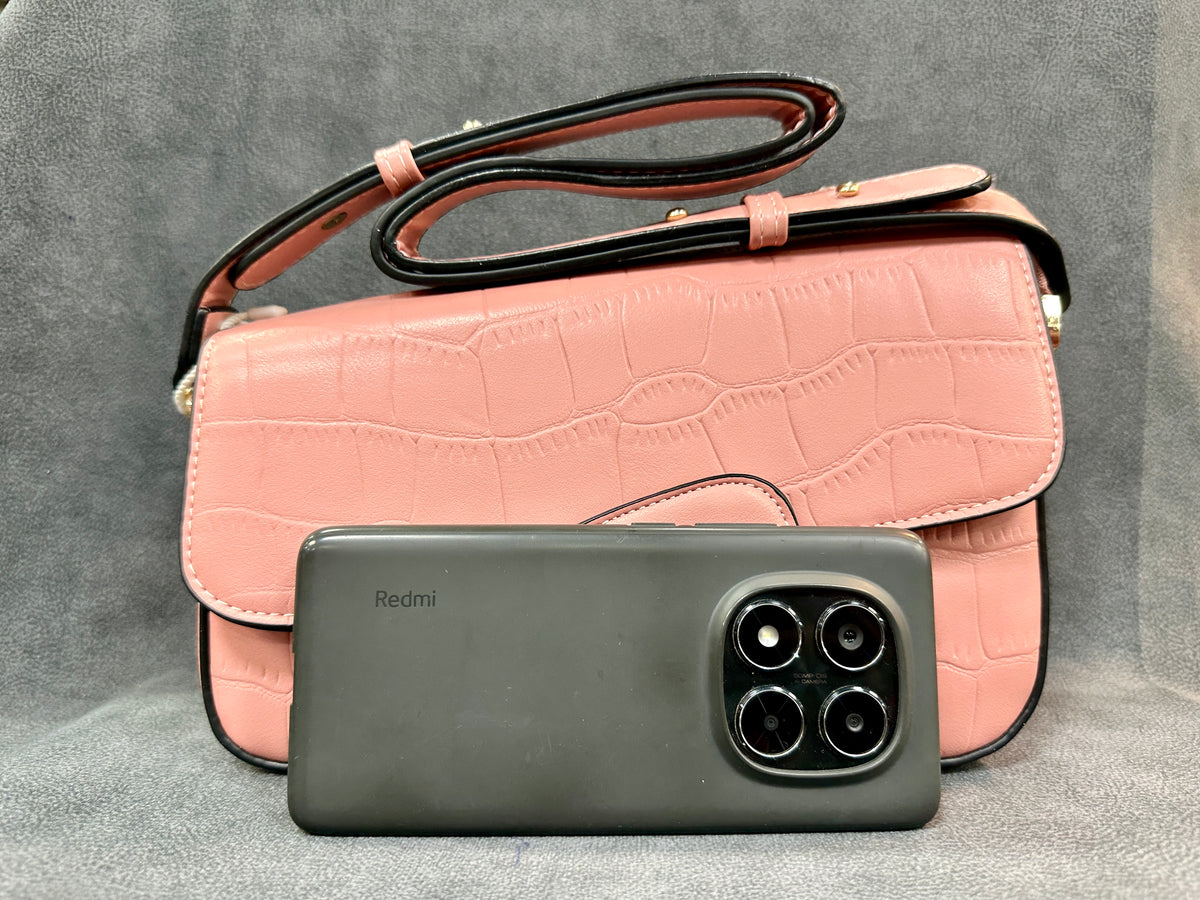 Essence Blush Pink Croc-Embossed Crossbody Sling Bag HB013