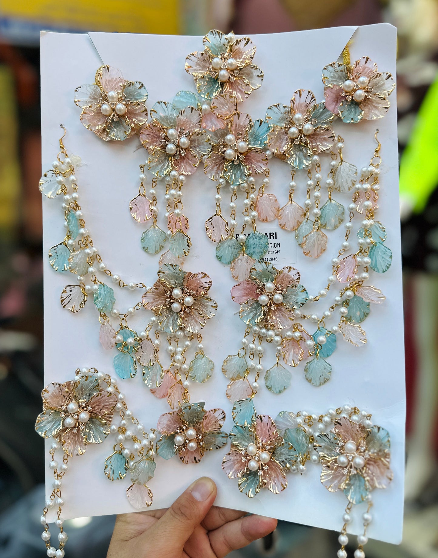 Sky And Peach Resin Jewellery.