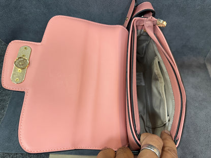 Essence Blush Pink Croc-Embossed Crossbody Sling Bag HB013
