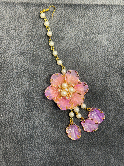 Pink Lilac Ombré Floral Earring Tikka Set ET0019