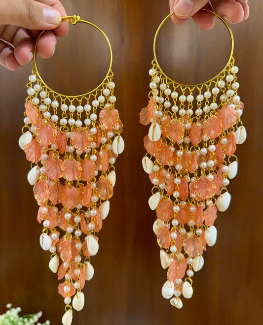 Peach Petal & Shell Cascading Kalira Pair