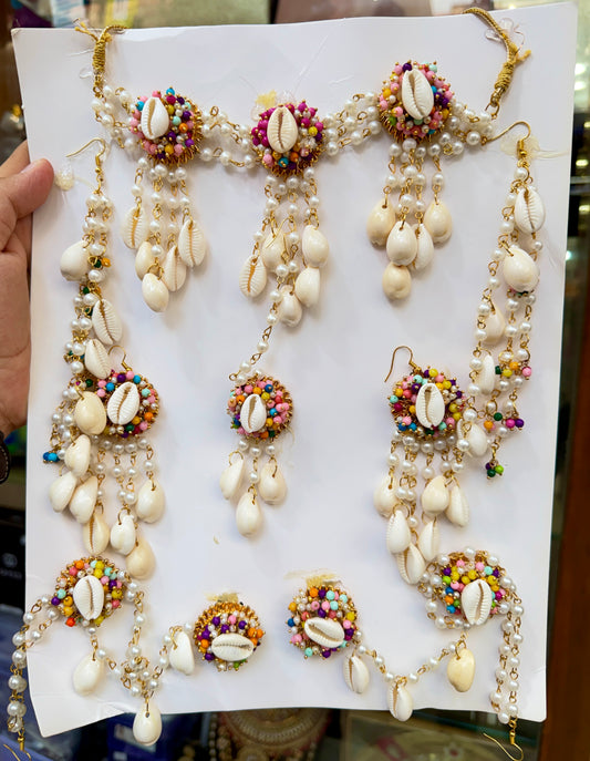 Haldi/ Mehandi Shells Jewellery Multi Color For Bride K133