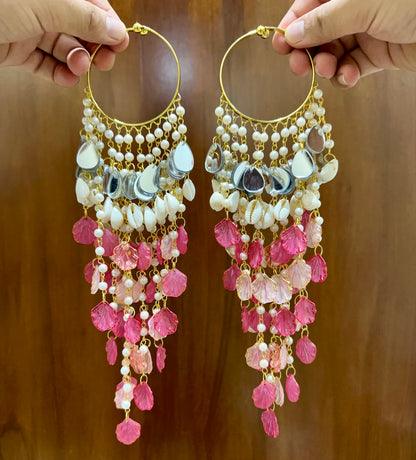 Petal & Shells Kalira Pink Color With Mirrors 28Cm Length