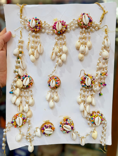 Haldi/ Mehandi Shells Jewellery Multi Color For Bride K133