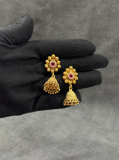 Antique Gold Meenakari Choker Necklace Set with Jhumka Earrings NS00029