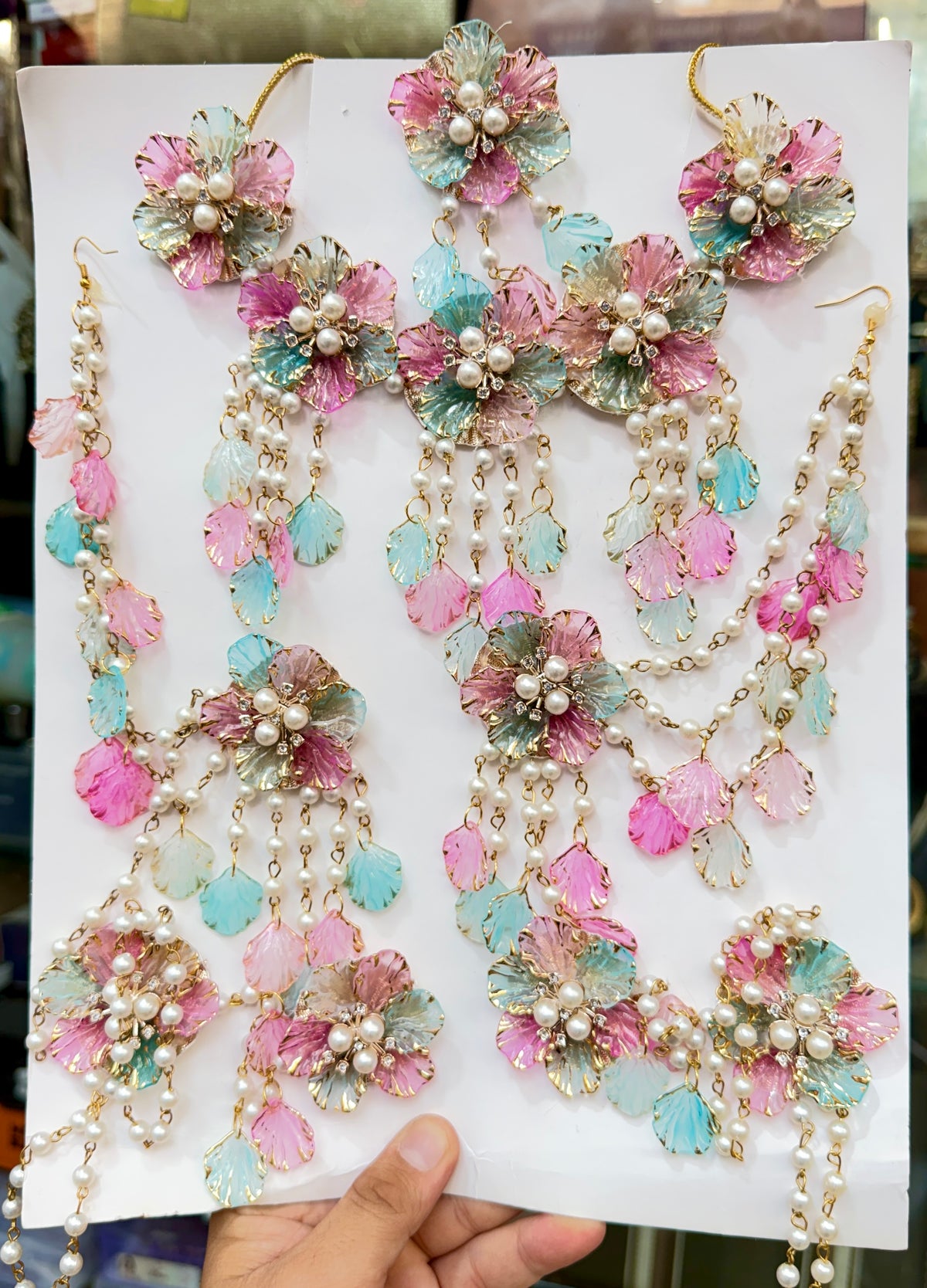Rani Pink And Sky Blue Resin Jewellery RJ002