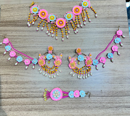 Beaded Handmade jewellery For Haldi Mehandi Full Set
