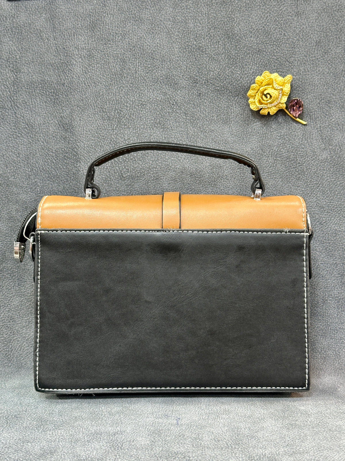 Tri-Colour Structured Crossbody Satchel Bag HB004