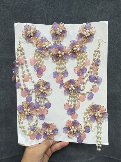 Haldi/ Mehandi Petals Jewellery Dark Purple Pink Color For Bride RJ0027