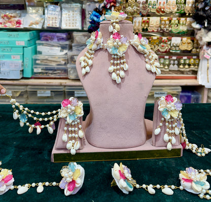 Haldi/ Mehandi Shells Jewellery Multi Color For Bride K101