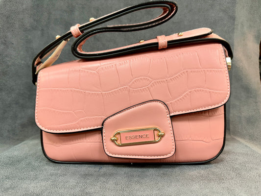 Essence Blush Pink Croc-Embossed Crossbody Sling Bag HB013