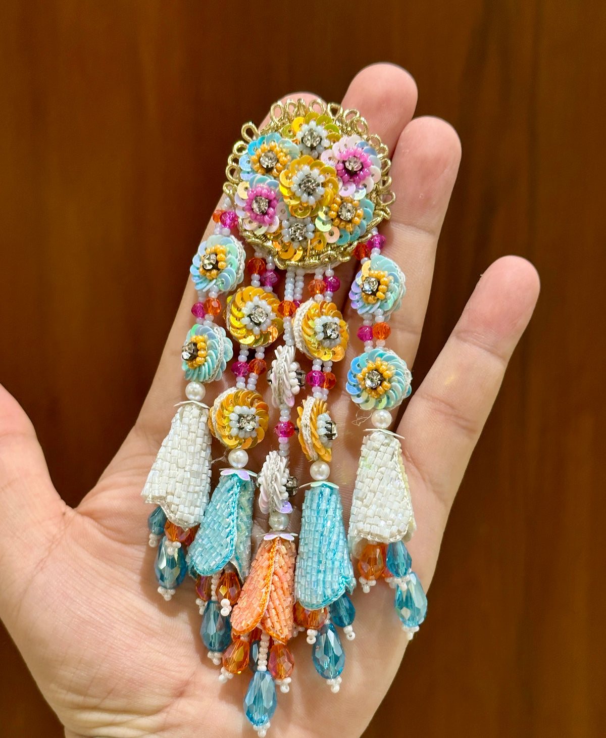 Multicolour Floral Beaded Statement Earrings