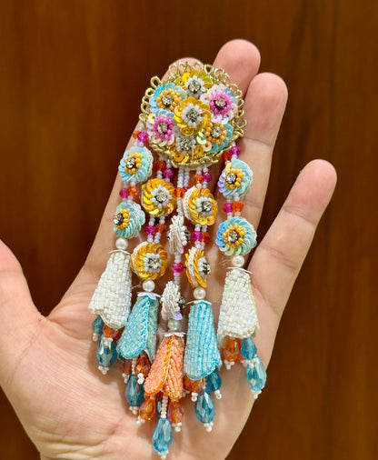 Multicolour Floral Beaded Statement Earrings