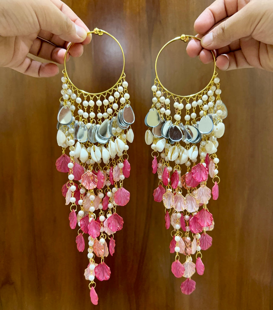 Petal & Shells Kalira Pink Color With Mirrors 28Cm Length