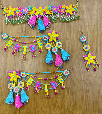Beaded Handmade jewellery For Haldi Mehandi Full Set