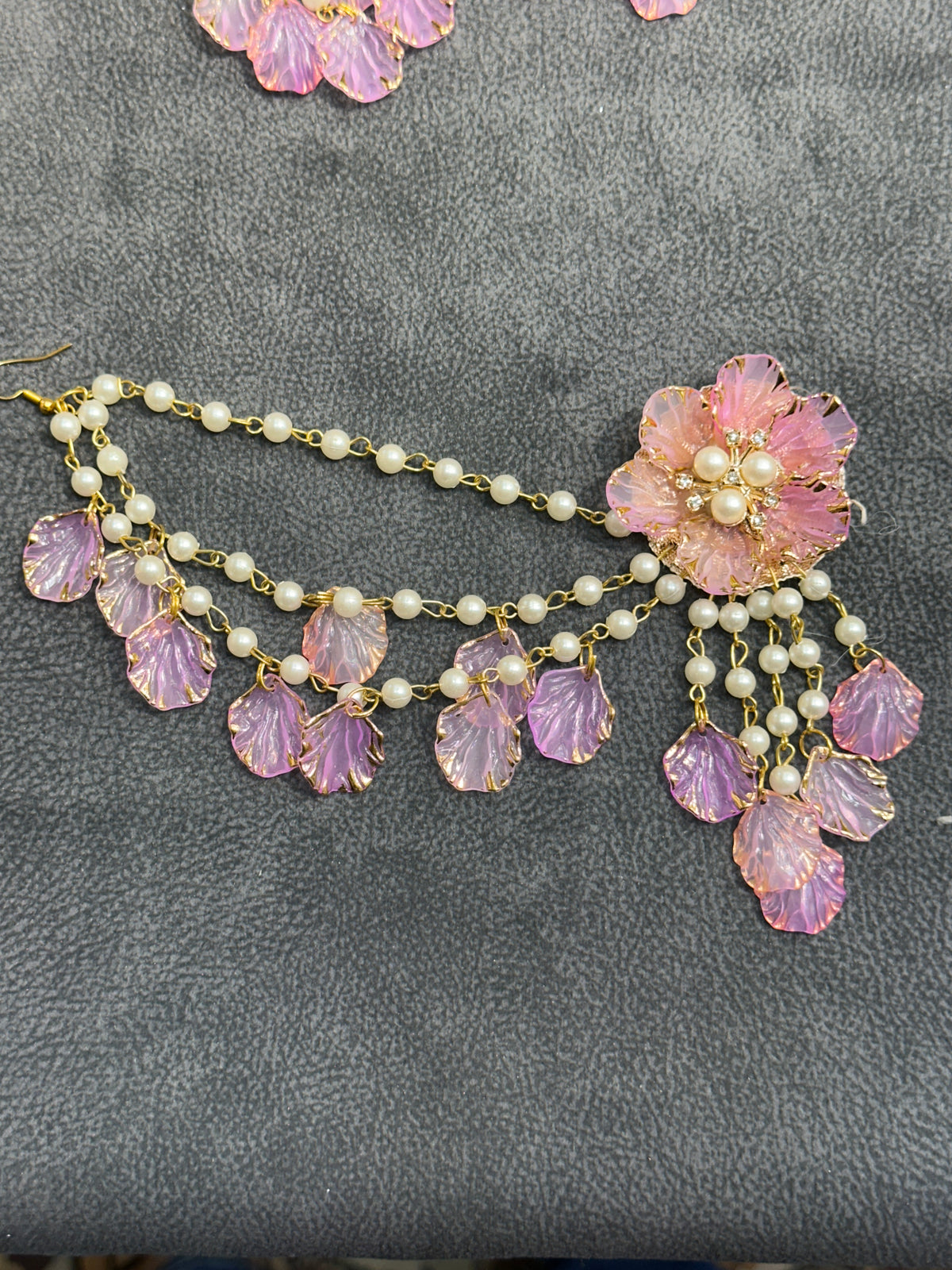 Pink Lilac Ombré Floral Earring Tikka Set ET0019