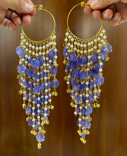 Purple Shell & Ghungroo Cascading Kalira Pair