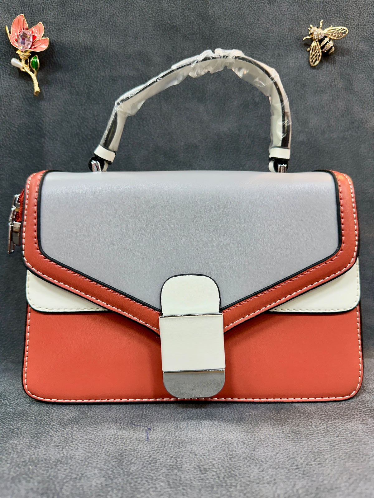 Colour Block Structured Satchel Bag HB002