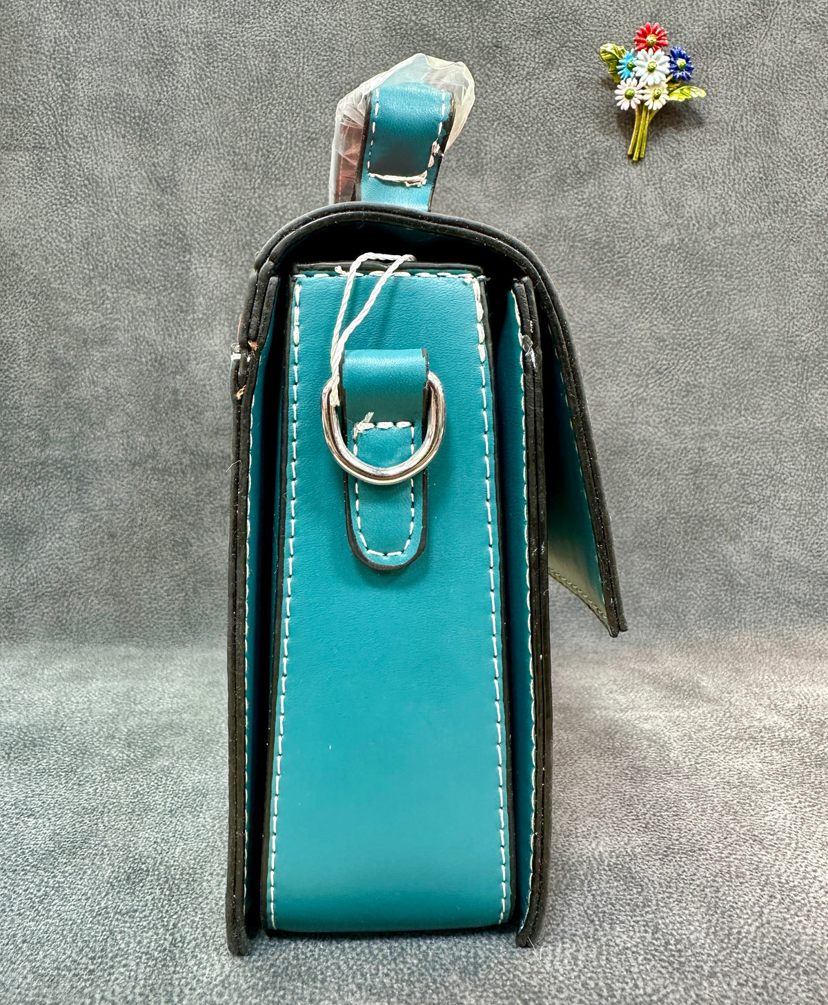 Coral & Teal Colour-Block Crossbody Satchel Bag HB005