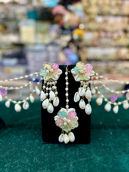Earings And Maang Tikka Shells Jewellery 02