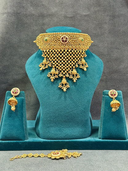 Rajwadi Bridal Choker Necklace Set NS00021