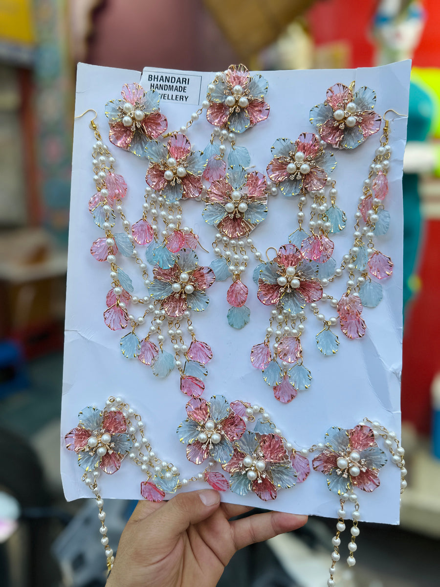 Pink And Sky Blue Resin Jewellery