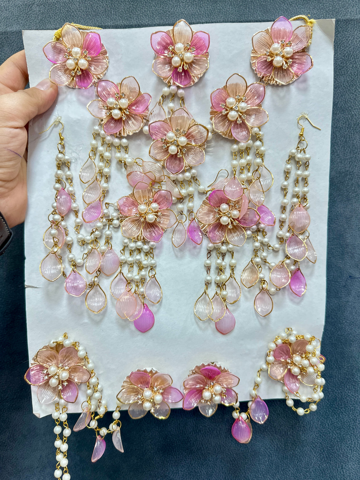 Haldi/ Mehandi Petals Jewellery Light Pink Color For Bride RJ0033
