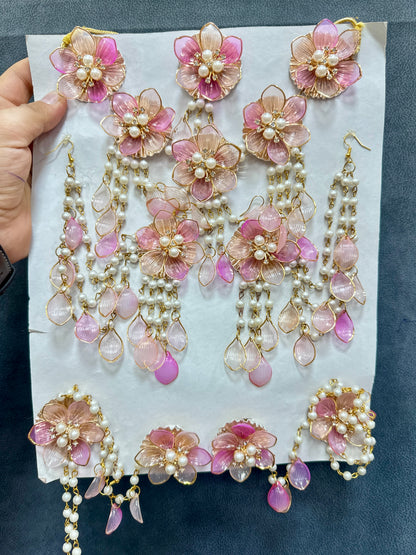 Haldi/ Mehandi Petals Jewellery Light Pink Color For Bride RJ0033