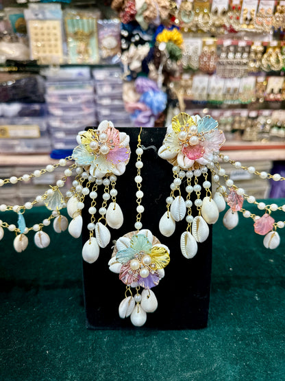 Earings And Maang tikka Shells Jewellery 01