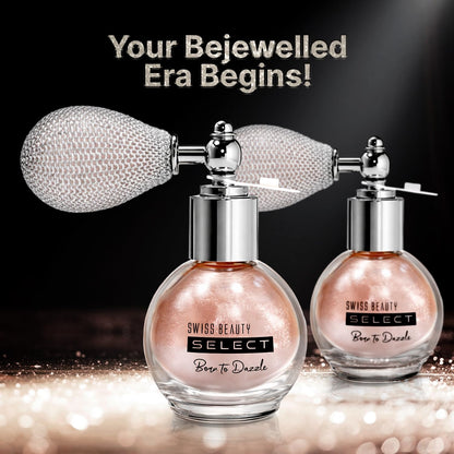 Swiss Beauty Select Born To Dazzle Glitter Spray | Pearlescent Particles | Multidimensional Shine | High-Impact Glow | Lightweight & Blendable | Gentle On The Skin | For Body & Hair | Shade- Hollywood Glam, 5gm
