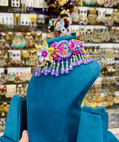 Pastel Floral Bridal Jewelry Set with Handmade Beadwork | Haldi & Mehendi Special “Bride” Set