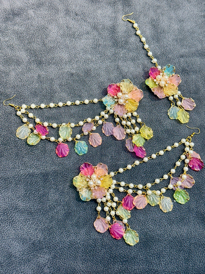 Rainbow Shell Petal Earring Tikka Set ET0020