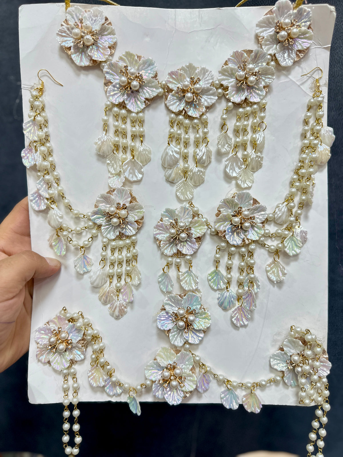 Haldi/ Mehandi Petals Jewellery Pearl White Color For Bride RJ0028