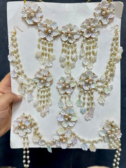 Haldi/ Mehandi Petals Jewellery Pearl White Color For Bride RJ0028