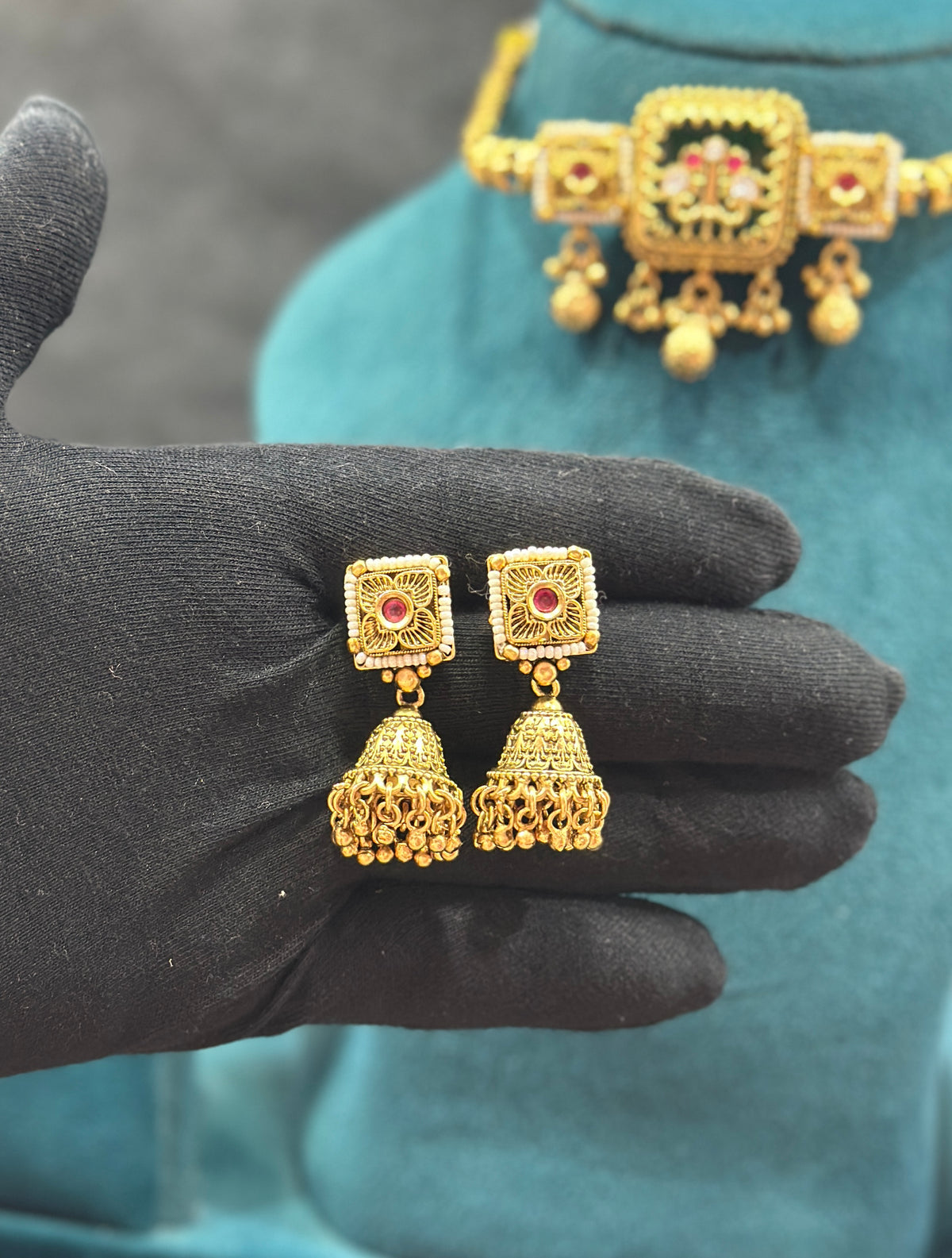 Meenakari Hasli Choker Set with Jhumka Earrings NS00018