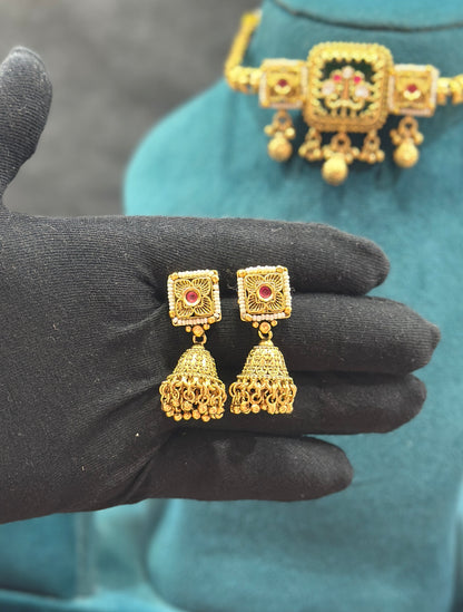 Meenakari Hasli Choker Set with Jhumka Earrings NS00018