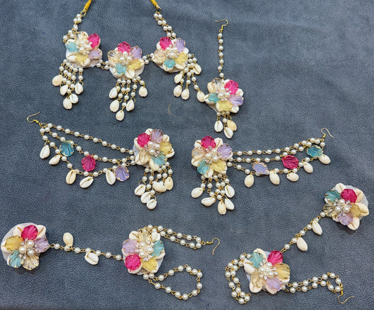 Haldi/ Mehandi Shells Jewellery Multi Color For Bride K101