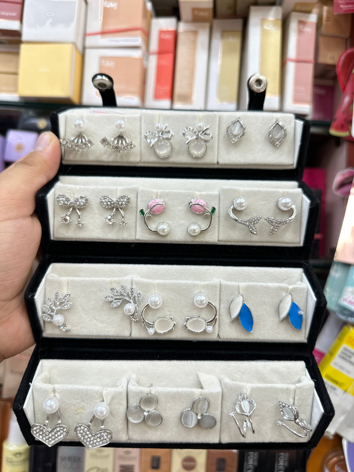 12 Pair Designer Earring Set And Stud With Foldable Storage Box