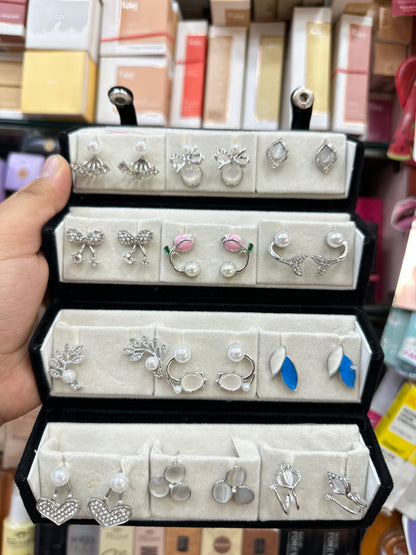 12 Pair Designer Earring Set And Stud With Foldable Storage Box