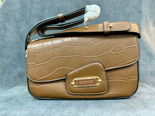Essence Tan Croc-Embossed Crossbody Sling Bag HB012