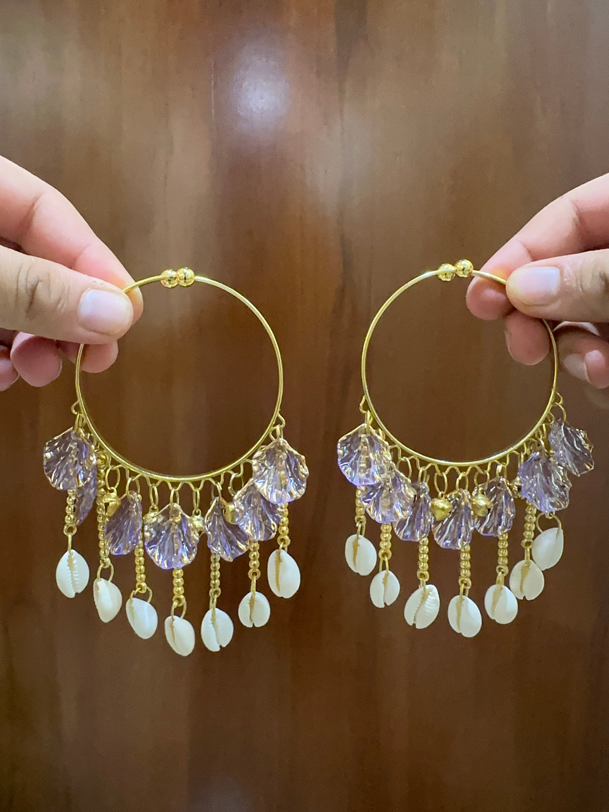 Lilac Iridescent Petal & Shell Mini Kalira Bangles