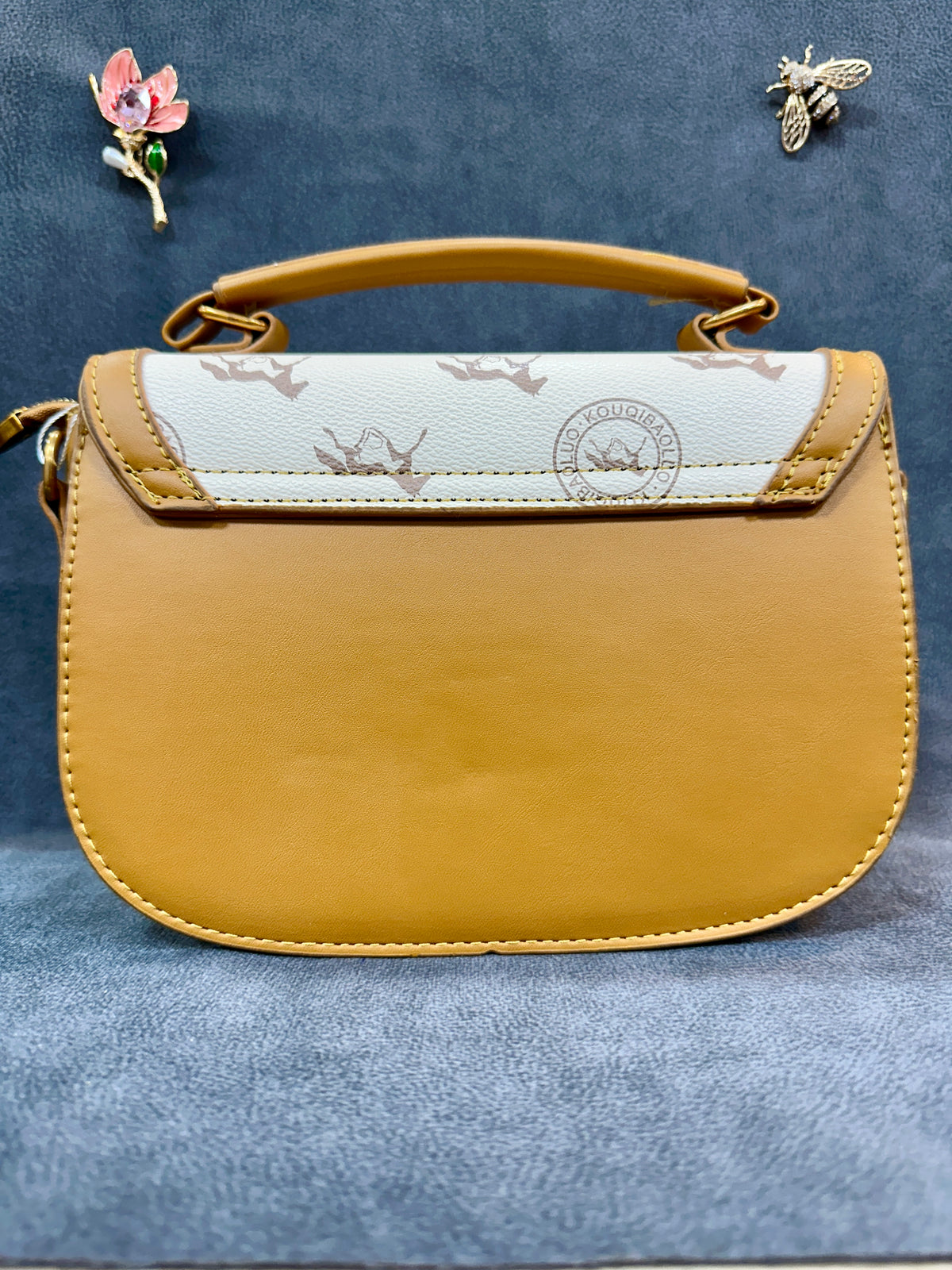 Mustard Monogram Dragon Clasp Crossbody Bag HB003