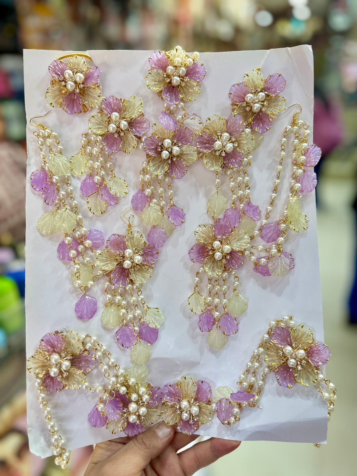 Petal Infused Tint Yellow/Purple Resin Jewellery