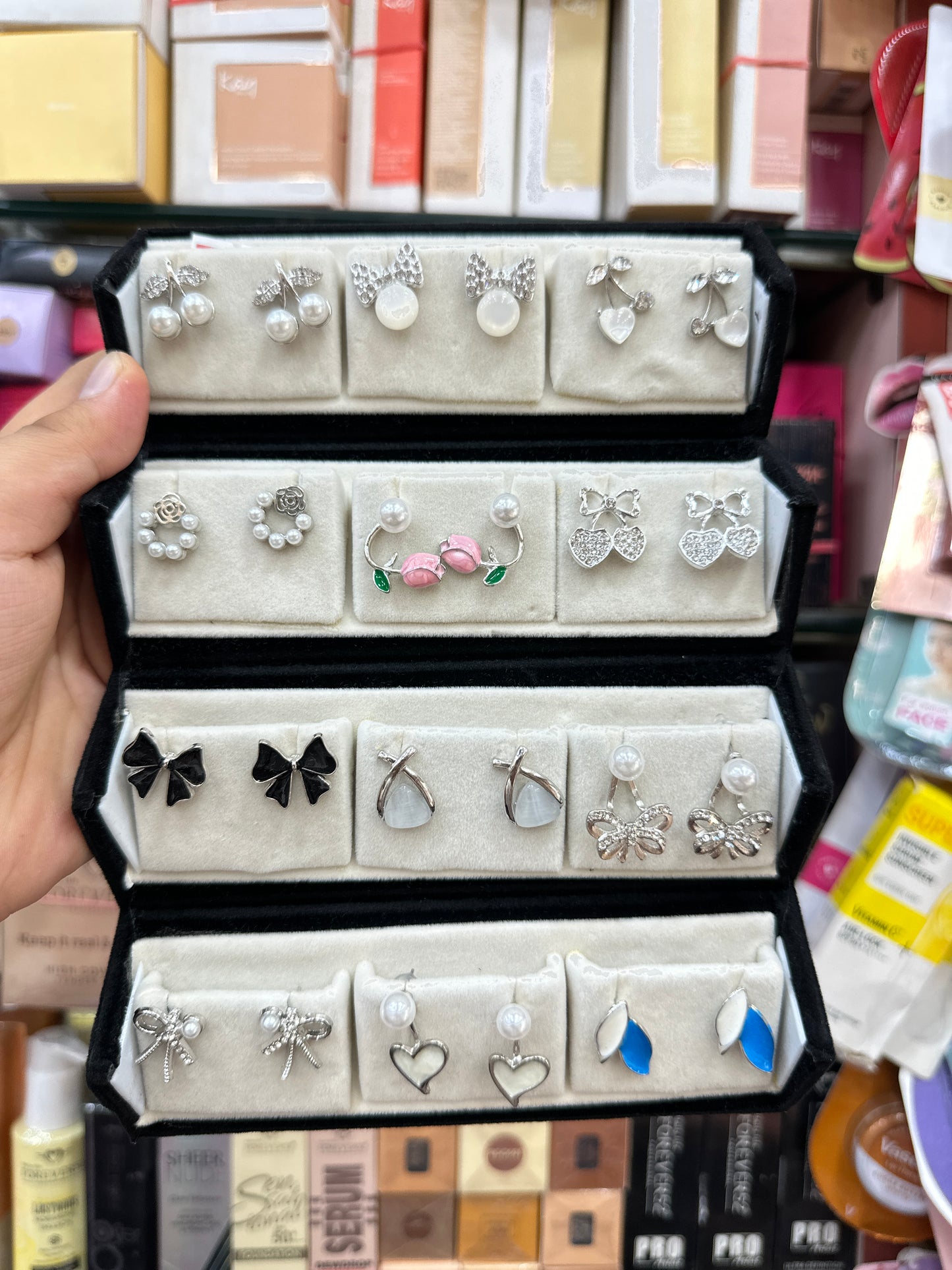 12 Pair Designer Earring Set And Stud With Foldable Storage Box
