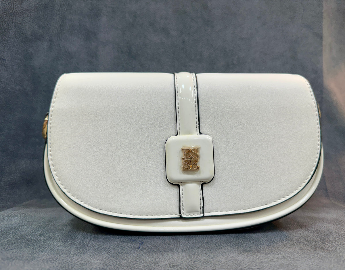 ESSE Off-White Half-Moon Flap Crossbody Sling Bag with Chain Strap HB015