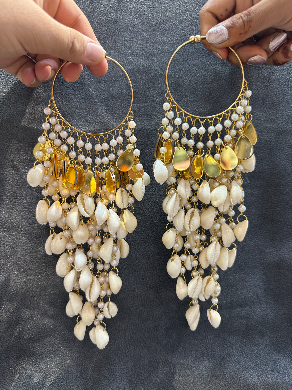 Cowrie Shell Kalira with Gold Sequins Free Size