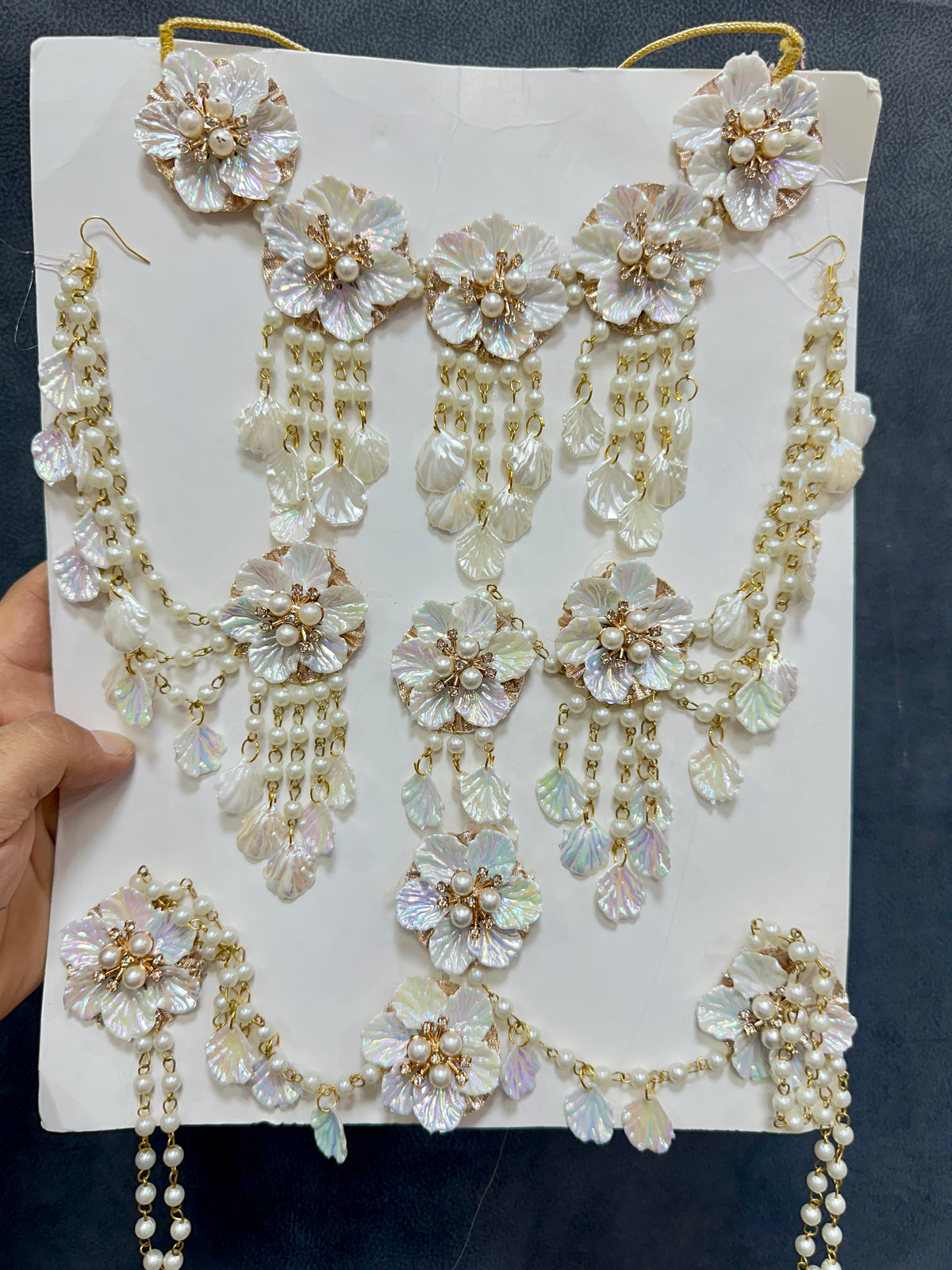 Haldi/ Mehandi Petals Jewellery Pearl White Color For Bride RJ0028