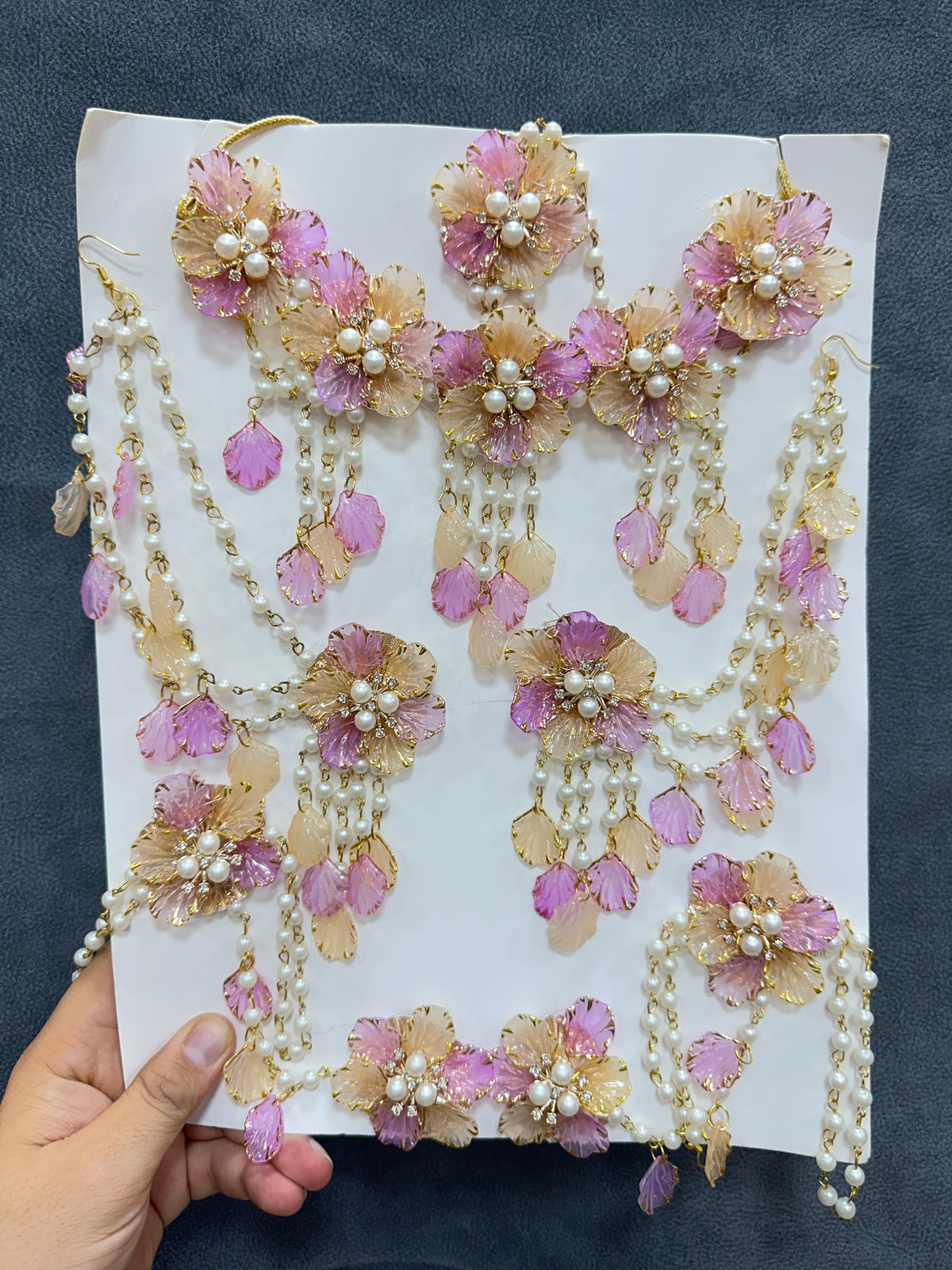 Haldi/ Mehandi Petals Jewellery Purple Peach Color For Bride RJ0025