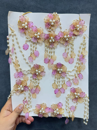 Haldi/ Mehandi Petals Jewellery Purple Peach Color For Bride RJ0025